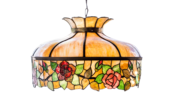 stained glass lamp with roses