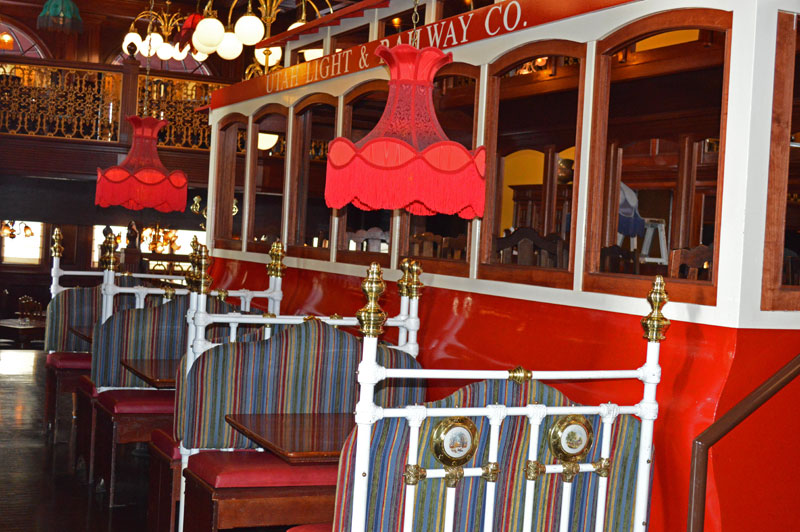 Taylorsville Old Spaghetti Factory booths with trolley