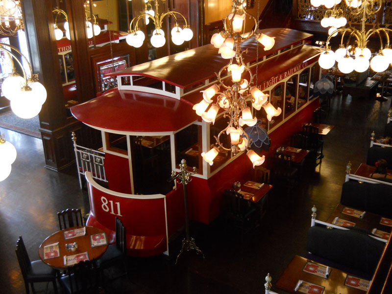 Taylorsville Old Spaghetti Factory interior with trolley