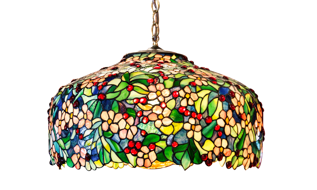 stained glass lamp with flowers