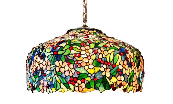 stained glass lamp with flowers
