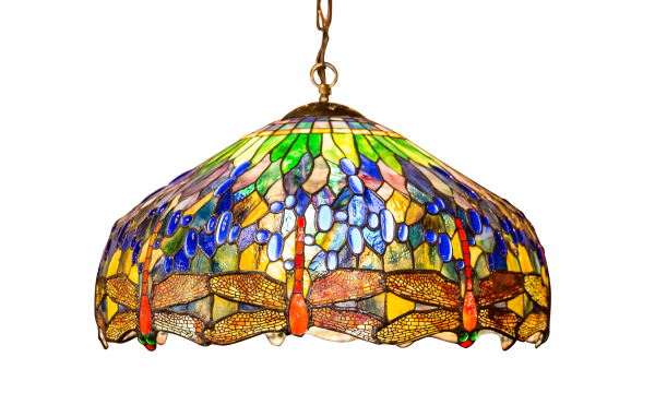 stained glass lamp with dragonflies