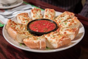 cheese bread plate with marinara dip