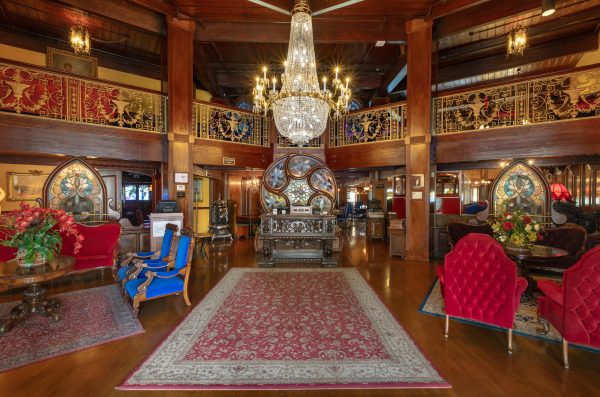 lobby with chandelier at The Old Spaghetti Factory