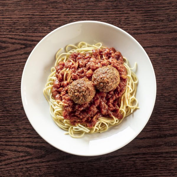 plate of spaghetti and meatballs at The Old Spaghetti Factory