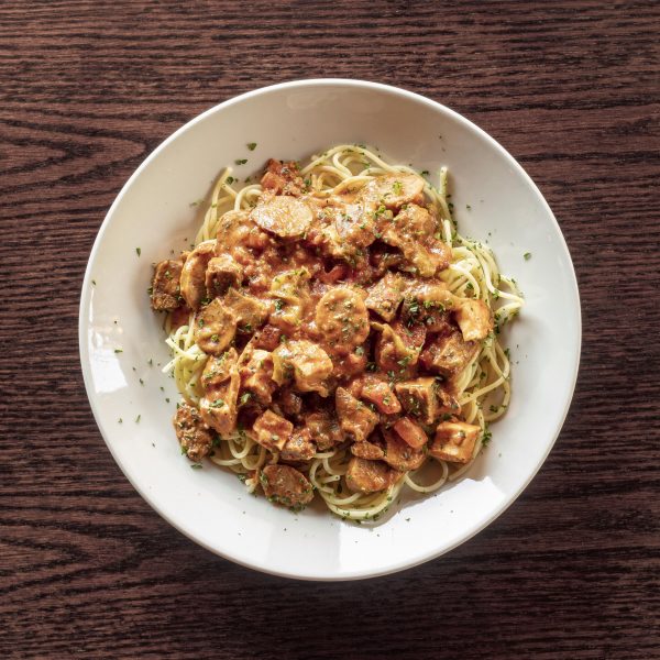 plate of Spicy Spaghetti Vesuvius at The Old Spaghetti Factory