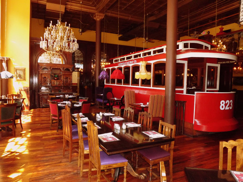 Louisville Old Spaghetti Factory interior trolley