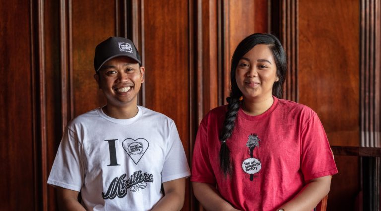 people wearing Old Spaghetti Factory t-shirts