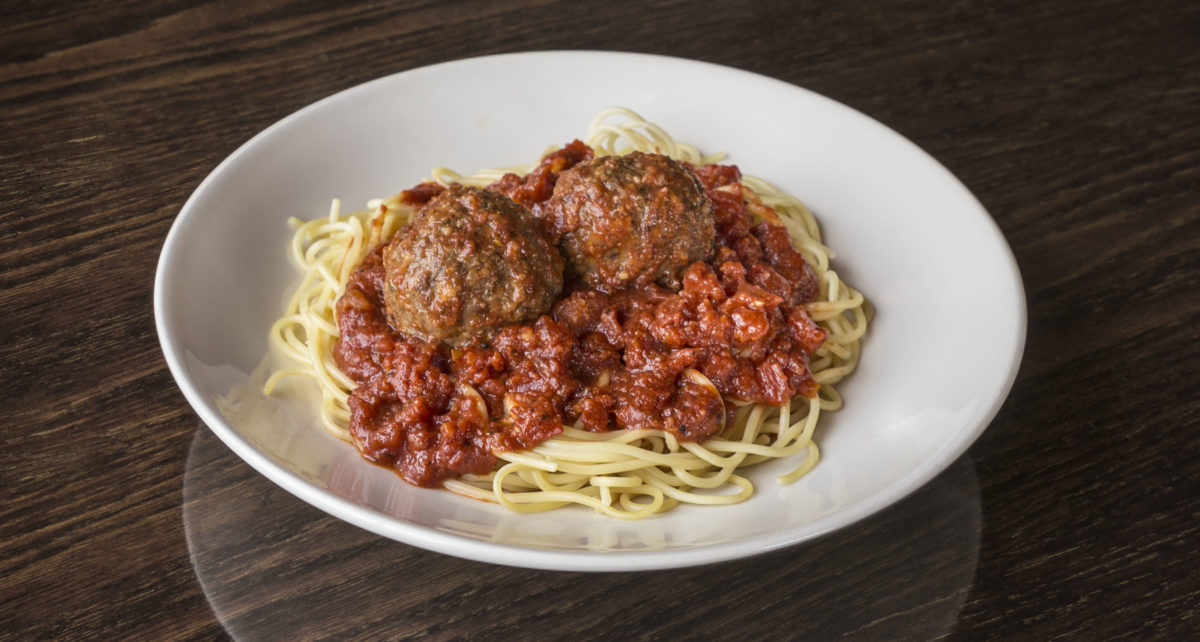 plate of The Old Spaghetti Factory's Spaghetti and Meatballs