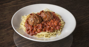 plate of The Old Spaghetti Factory's Spaghetti and Meatballs